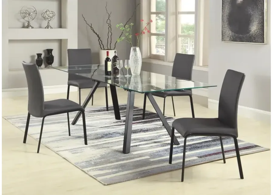 Chintaly Aida Dining Set with Extendable Glass Table & Curved-Back Chairs-63