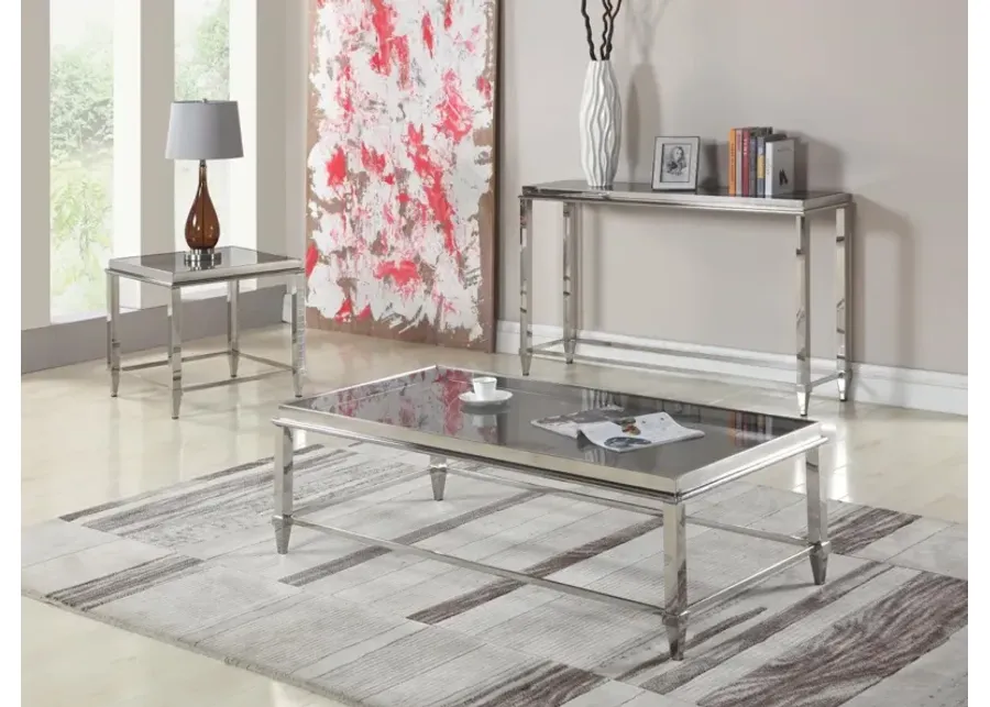 Chintaly Contemporary Sofa Table with Glass Top & Gray Trim-55.11