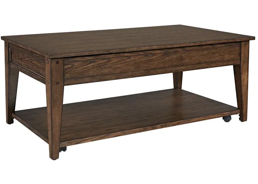 Liberty Furniture Lake House Rustic Brown Oak Lift-Top Cocktail Table-48