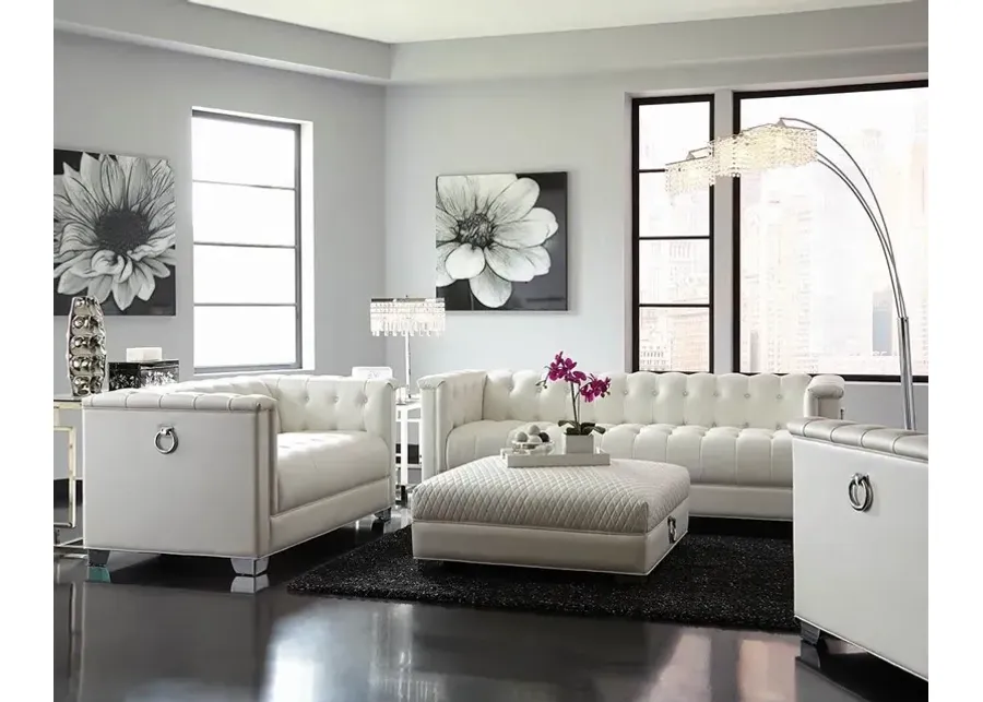 Coaster Chaviano Upholstered Track Arm Loveseat Pearl White-60