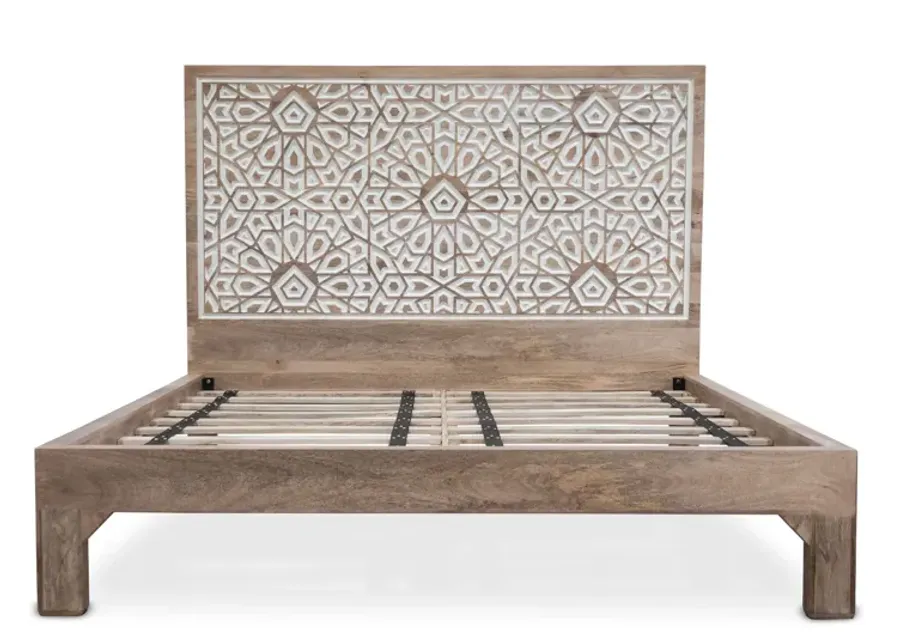 Home Trends Design Tangiers Mango Wood Geometric Carved Queen Bed-58