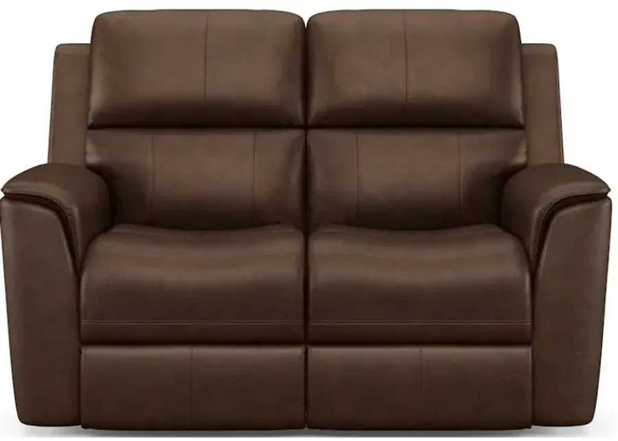 Flexsteel Henry Burnt Umber Leather Triple Power Reclining Loveseat-63