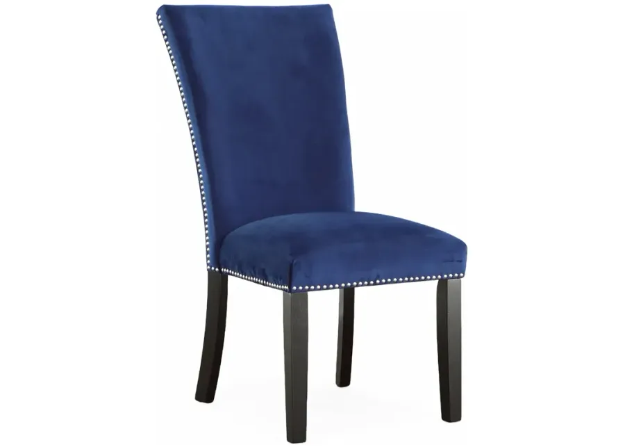 Steve Silver Camila 7-Piece Table With 6 Blue Velvet Side Chairs Set-70
