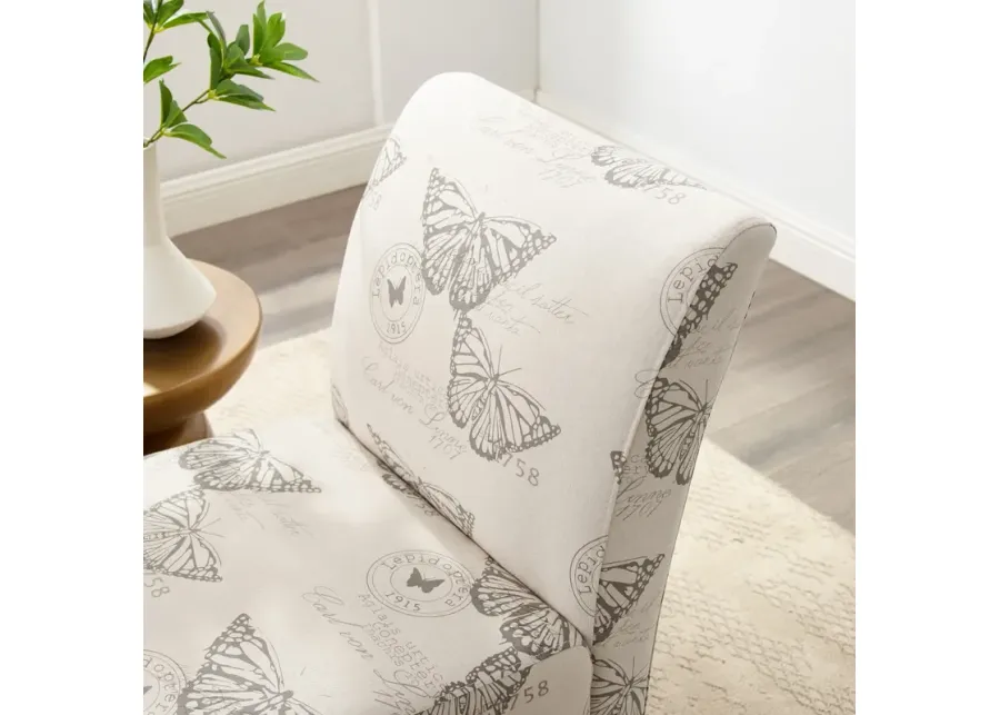 Linon Linen Butterfly Lily Armless Chair-22
