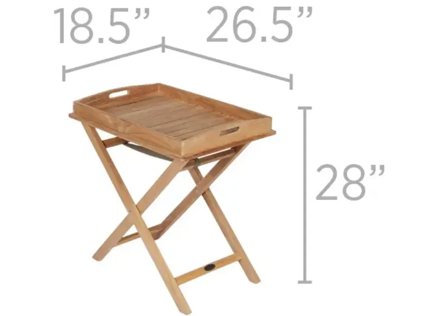Royal Teak Teak Outdoor Tray On Stand-18.5