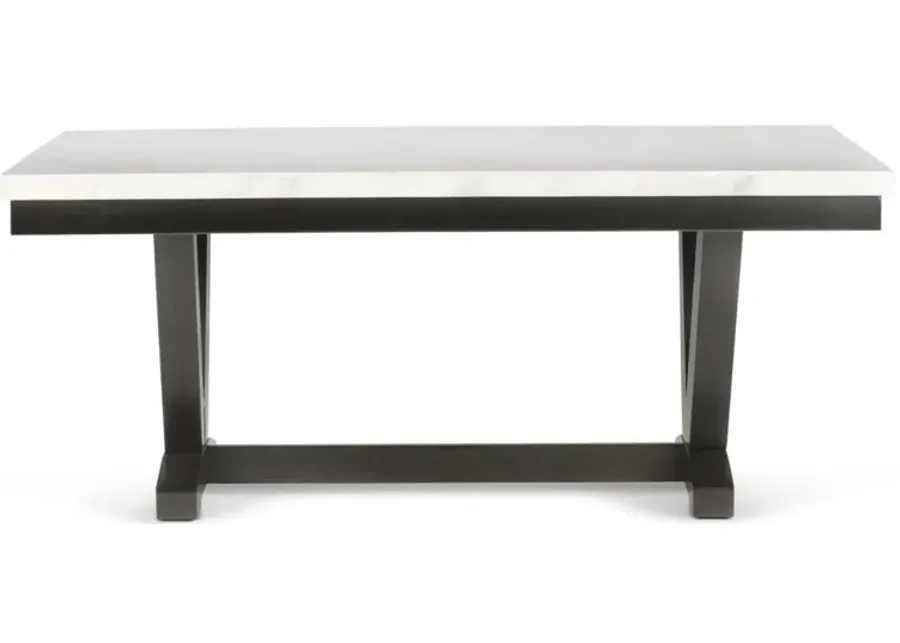 Steve Silver Finley 7-Piece White Marble Table With 6 Leatherette Chairs Set In Cordovan Dark Cherry Finish-72