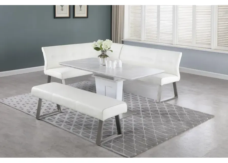 Chintaly Gwen White Contemporary Reversible Dining Nook Bench with Highlight Stitching-81.89
