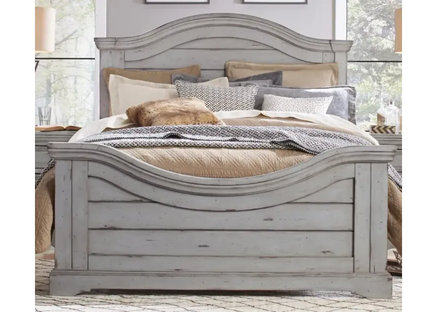 American Woodcrafters Stonebrook Complete Queen Bed in Light Distressed Antique Gray-87.5