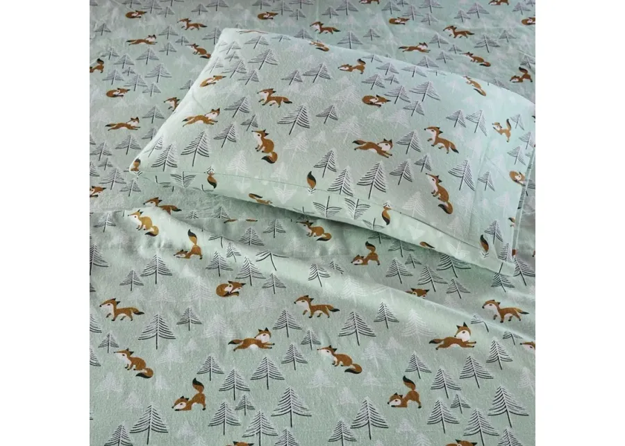 Olliix Intelligent Design Full Seafoam Foxes Cozy Soft Cotton Novelty Print Flannel Sheet Set 1 112042-olliix-intelligent-design-full-seafoam-foxes-cozy-soft-cotton-novelty-print-flannel-sheet-set-1.webp
