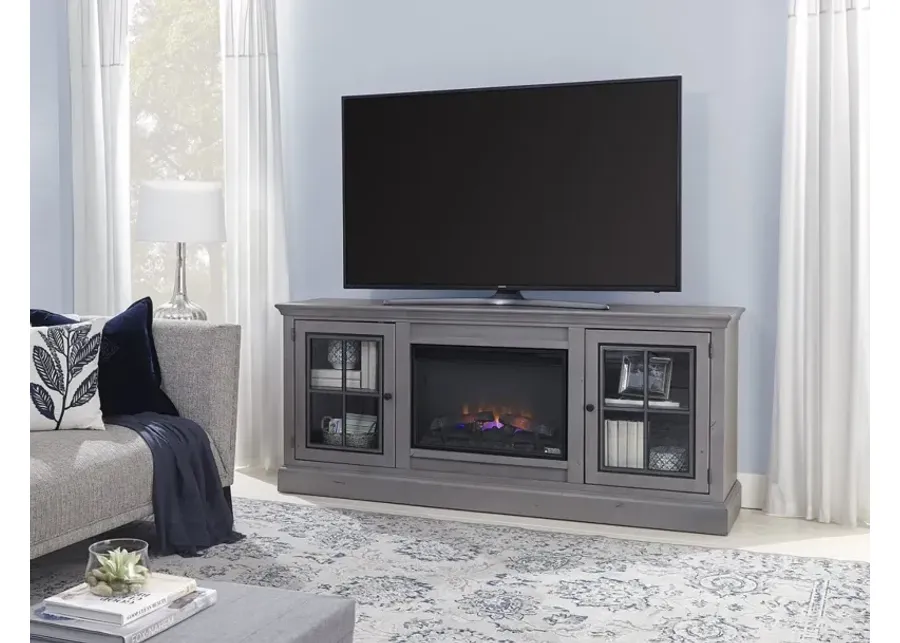 Aspenhome Churchill Smokey Grey 76 Inch Fireplace TV Stand Console-76
