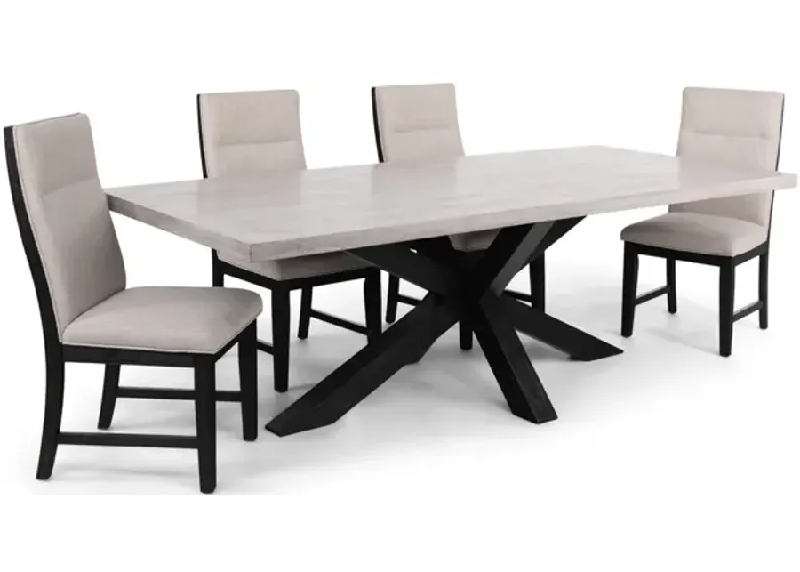 Benton Dining Table With 4 Upholstered Dining Chairs