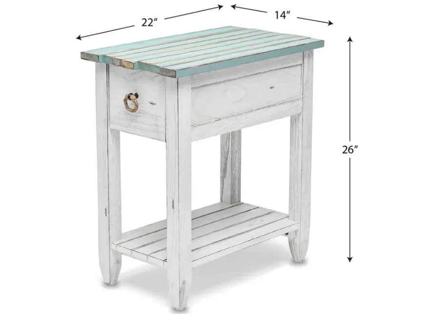 Seawinds Picket Fence Chairside Table Grey/Blanc Finish-14
