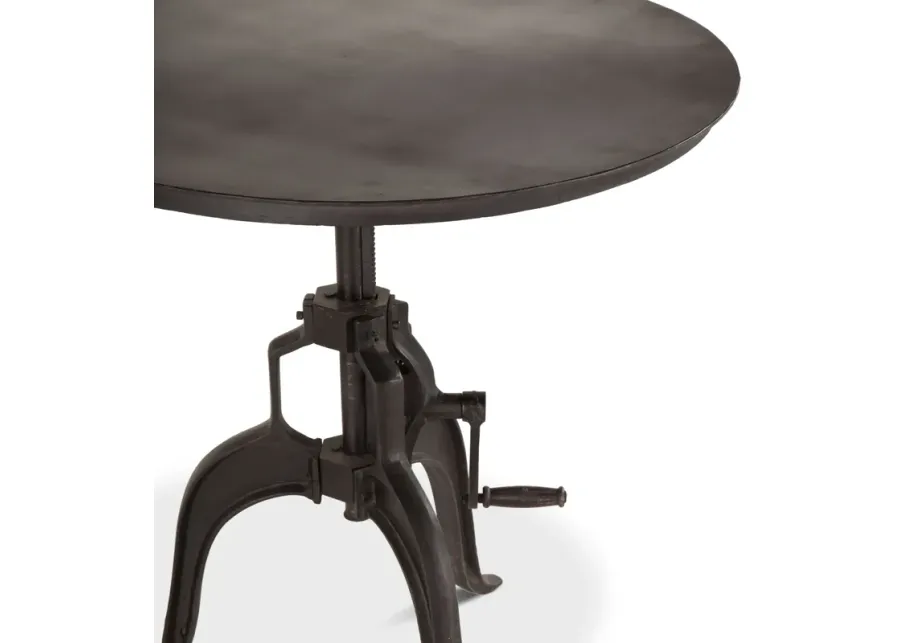 Home Trends Design Industrial Loft 36-Inch Adjustable Crank Iron Side Table with Matte Black Finish-36