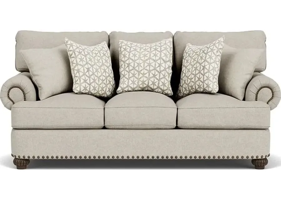 Flexsteel Patterson Silver Driftwood Sofa with Nailhead Trim-96