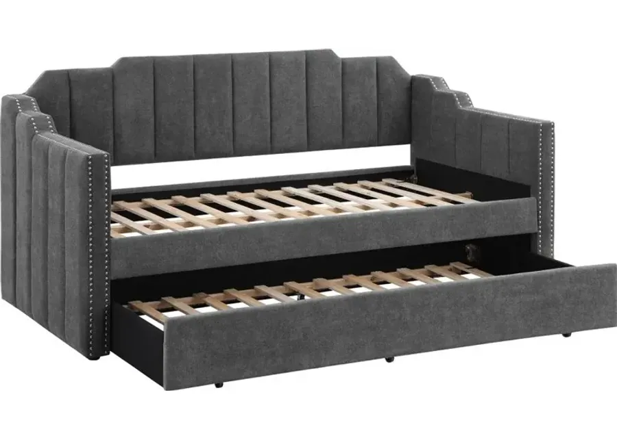 Coaster Kingston Upholstered Twin Daybed with Trundle Charcoal-87