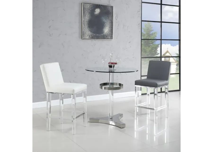 Chintaly Contemporary Counter-Height Table with Clear Round Glass Top-36