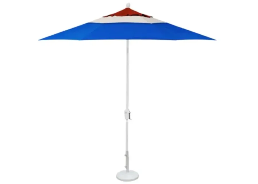 Treasure Garden Red/Vanilla/Cobalt 9' Octagon Push Button Tilt Outdoor Umbrella with White Finish