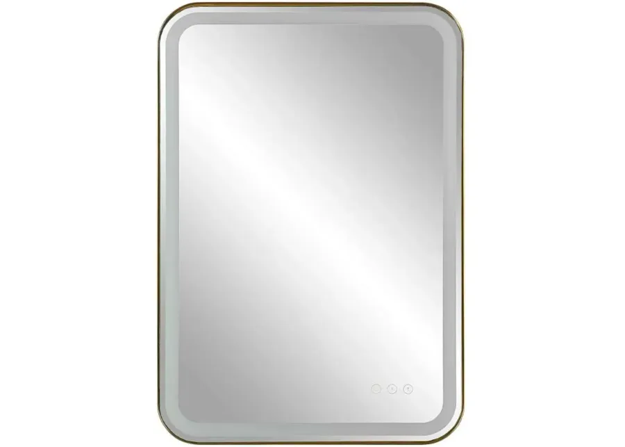 Uttermost Crofton Lighted Brass Vanity Mirror-22.25