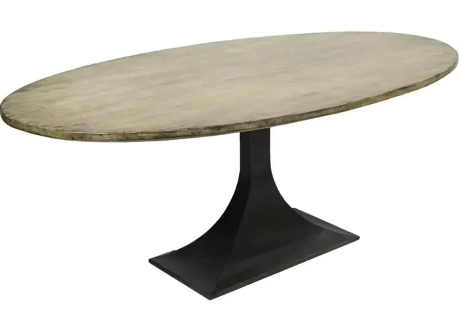 Nest Home Antique Natural/Iron Base 78 Inch Ida/Makenzie Oval Dining Table-78