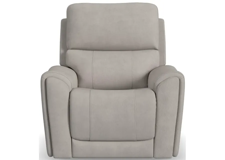 Flexsteel Carter Power Recliner with Power Headrest & Lumbar in Dove Fabric-38