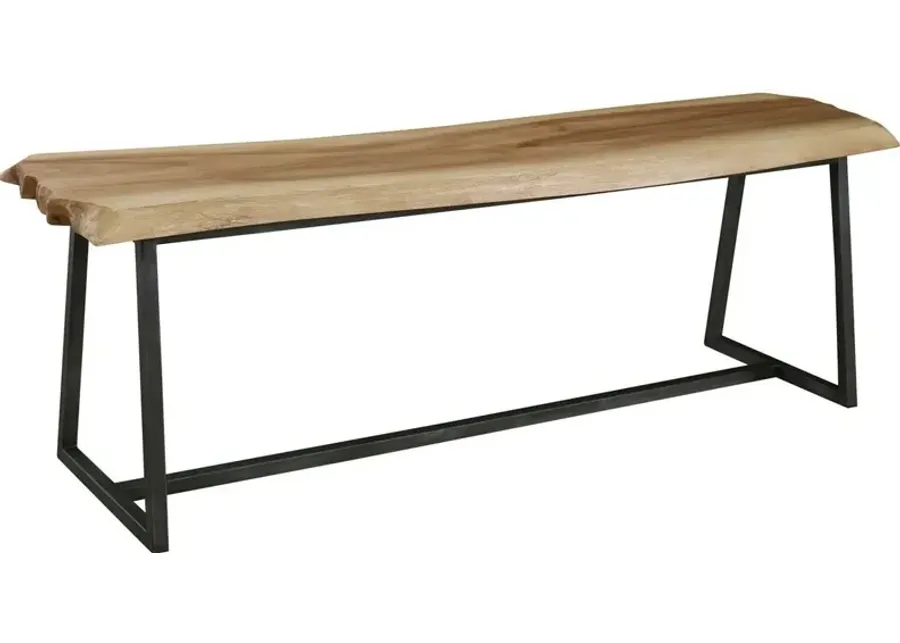 Uttermost Laurel Natural/Aged Steel Wooden Bench-60