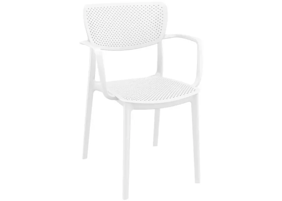 Compamia Loft Outdoor Dining Set with 6 Arm Chairs & 55 Inch Extension Table White