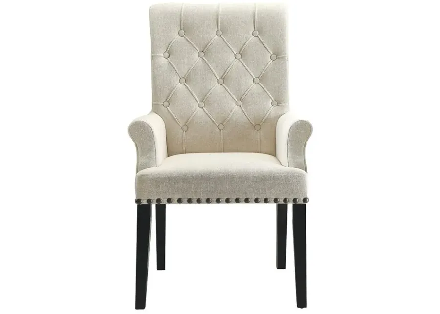 Coaster Alana Fabric Upholstered 41.25 Inch Dining Armchair Beige-26.75