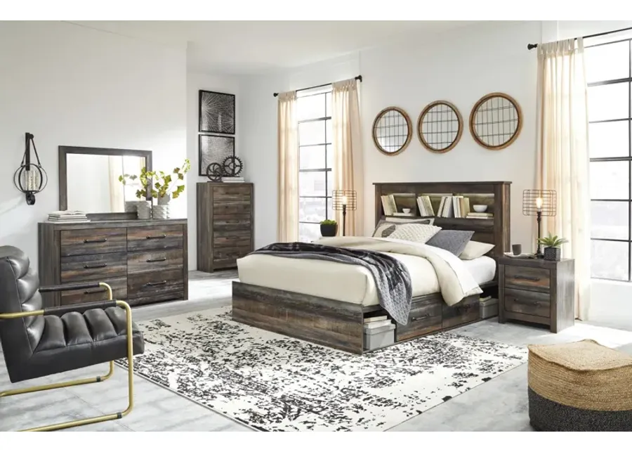 Ashley Drystan Brown Queen Bookcase Bed with 4 Storage Drawers-65.25