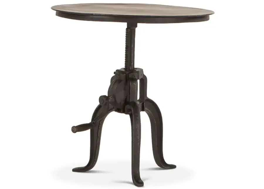 Home Trends Design Industrial Loft 24" Adjustable Crank Iron Side Table with Matte Black Finish-24