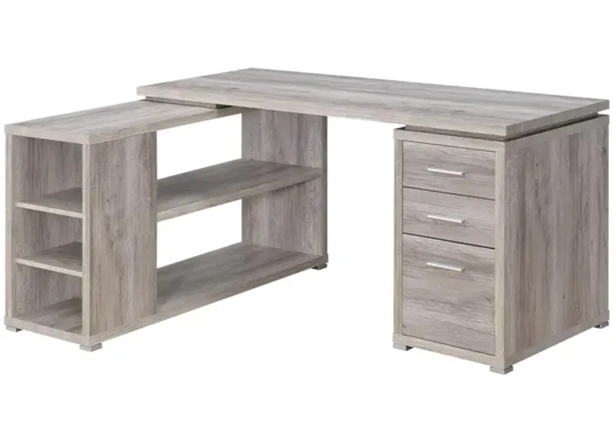 Coaster Yvette 60 Inch 3-Drawer L-Shape Computer Desk Grey Driftwood-60
