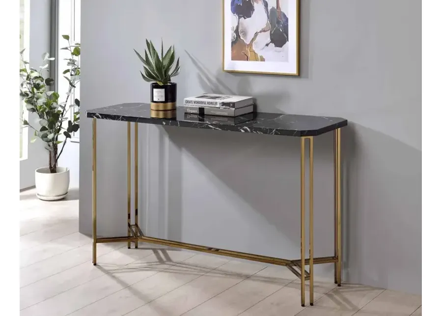 Steve Silver Daxton Faux-Marble Top Sofa Table In Golden Champagne Finish-47.5