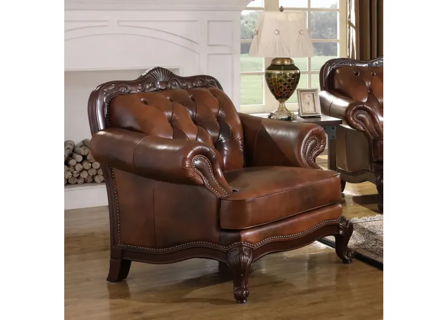 Coaster Victoria Full Leather Upholstered Rolled Arm Chair Brown-45