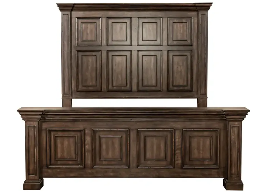 Liberty Furniture California King Distressed Brownstone Panel Bed Set Big Valley-85