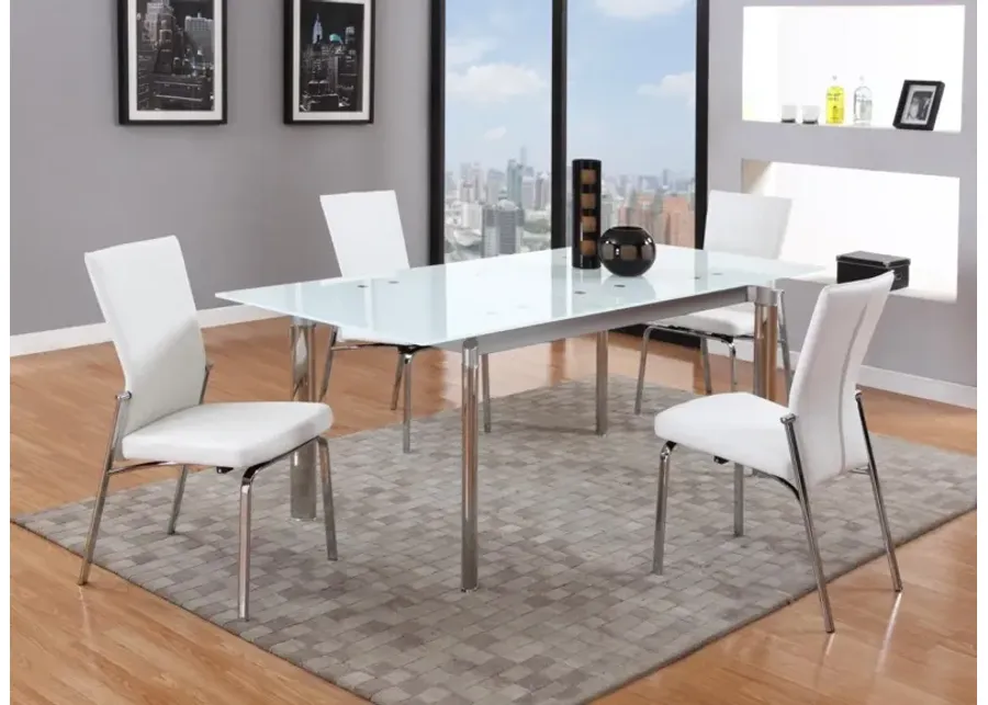 Chintaly Molly White Contemporary Motion-Back Side Chair with Chrome Frame-18.11
