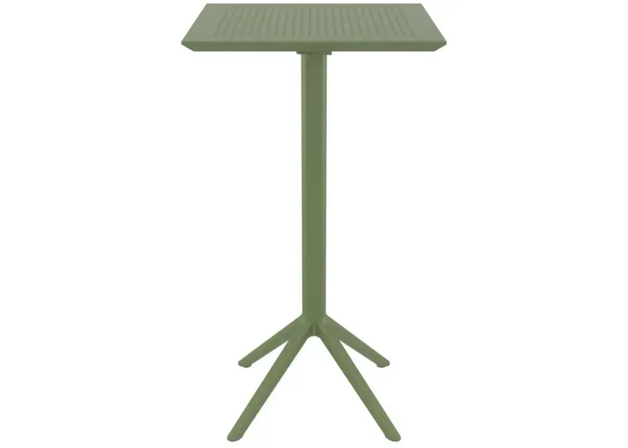 Compamia 24 Inch Outdoor Sky Square Folding Bar Table Olive Green