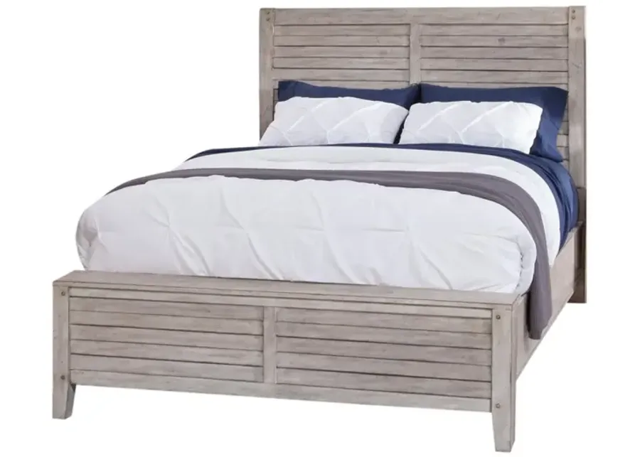 American Woodcrafters Aurora Queen Panel Bed with Panel Footboard in Whitewash-85.75