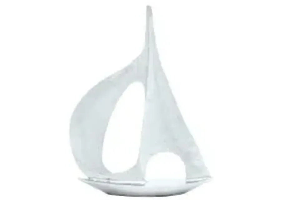 UMA Home Decor Silver Aluminum Sail Boat Sculpture 28"X6"X37"-28