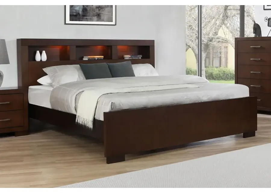 Coaster Jessica Wood Queen Led Storage Bookcase Bed Cappuccino-66