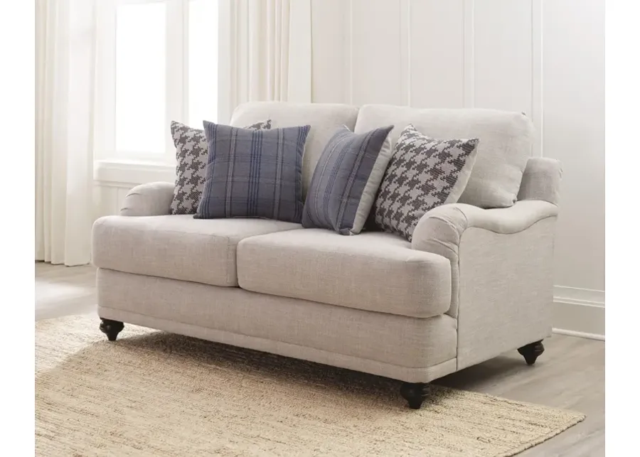 Coaster Glenn Upholstered English Arm Loveseat Light Grey & Blue-66