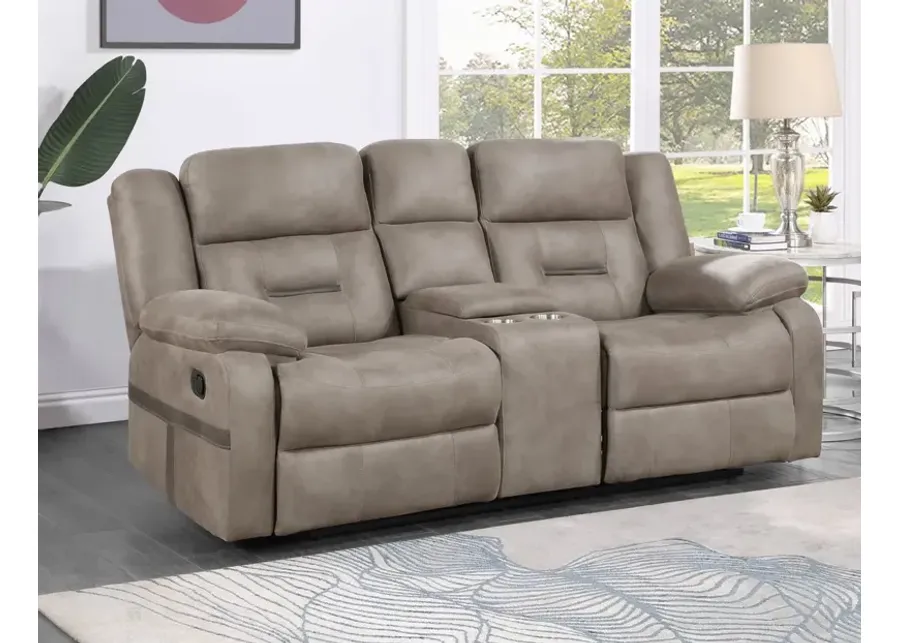 Steve Silver Abilene Manual Fabric Reclining Console Loveseat In Tan-77.75