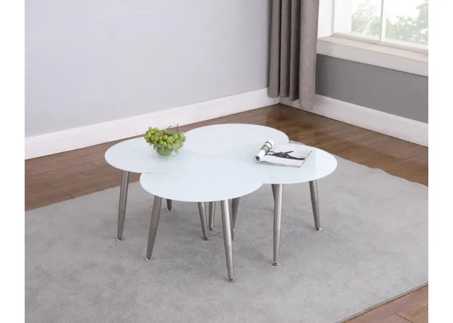 Chintaly White Contemporary Shaped-Top Glass Cocktail Table-24