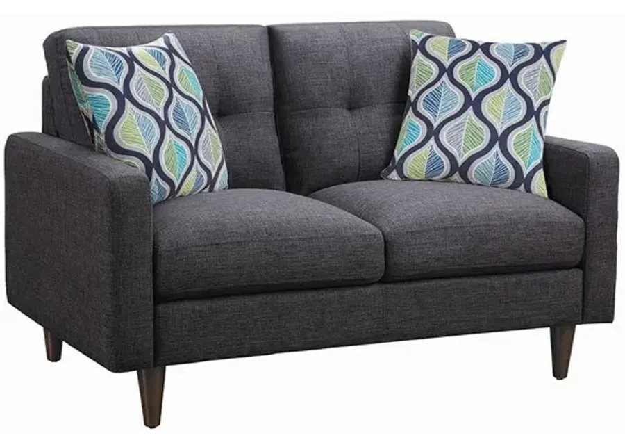Coaster Watsonville Upholstered Track Arm Tufted Loveseat Grey-54