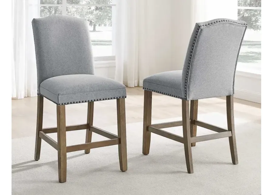 Steve Silver Grayson 24-Inch Counter-Height Stool Ash-Gray Upholstered With Nailhead In Driftwood-20