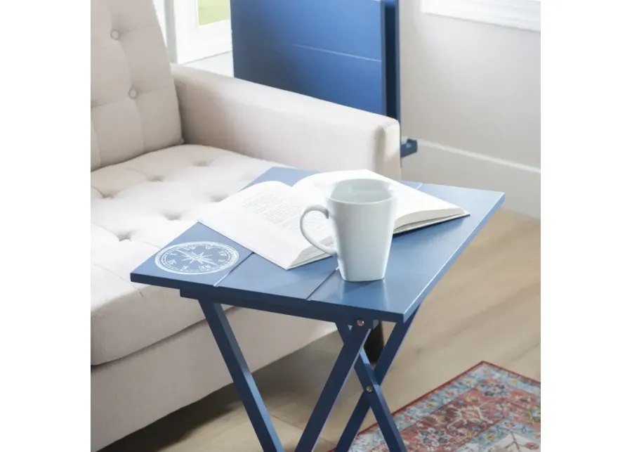 Linon Compass Tray Table Set Navy