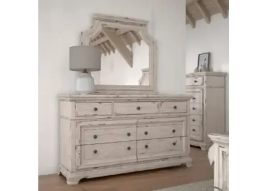 American Woodcrafters Providence Landscape Mirror in Antique White-42