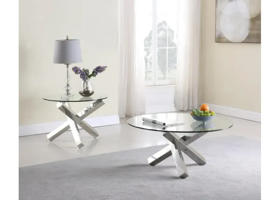 Chintaly Contemporary 26 Inch Round Lamp Side Table-27.56