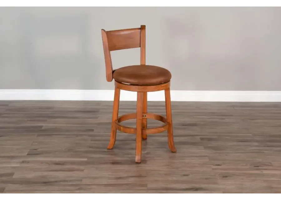 Sunny Designs Sedona Rustic Oak 24 Inch Swivel Bar Counter-Height Stool with Cushioned Seat & Back-64
