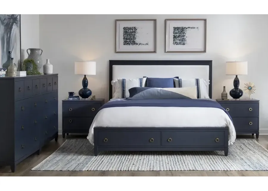 Legacy Classic Complete Upholstered Bed with Storage King Blue Finish Summerland Inkwell-80