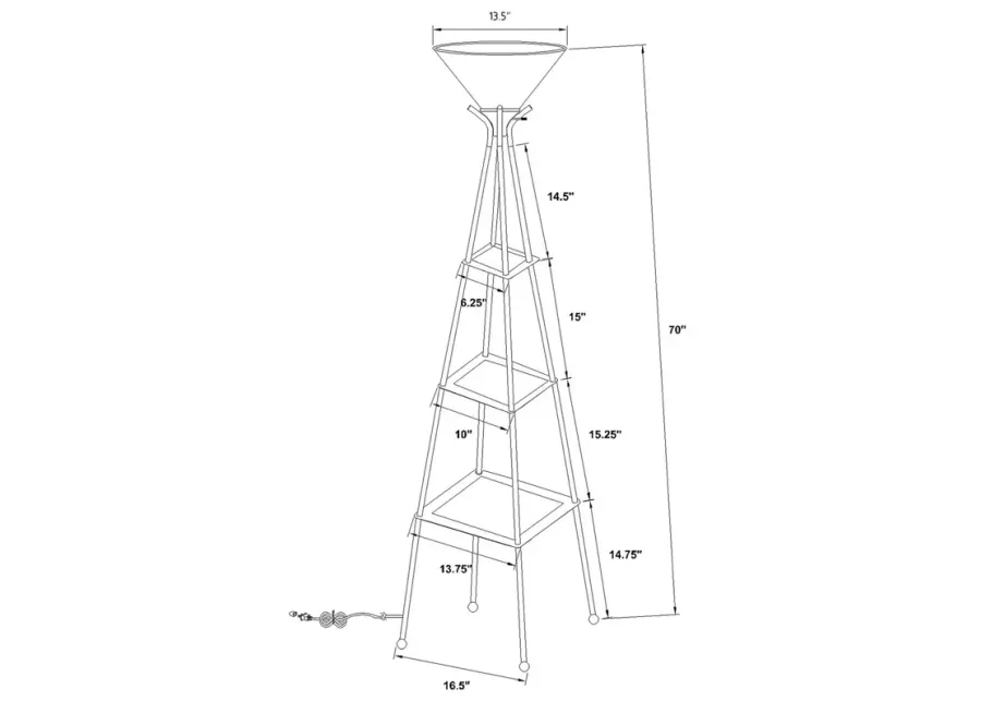Coaster Gianni 70 Inch 3-Shelf Frosted Torchiere Floor Lamp Black-13.5