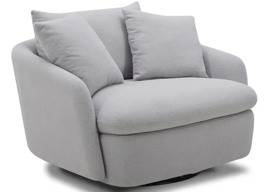 Parker House Boomer Dove Grey Large Swivel Chair with 2 Toss Pillows-47.5